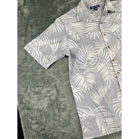 Men’s West Marine XL Gray Hawaiian Palm-Print Short-Sleeve Shirt – Excellent - Picture 5 of 10